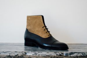 Mauban Handcrafted in France Black Taupe Balmoral Boots
