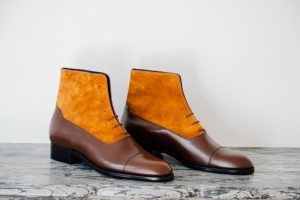 Mauban Handcrafted in France Brown Camel Balmoral Boots